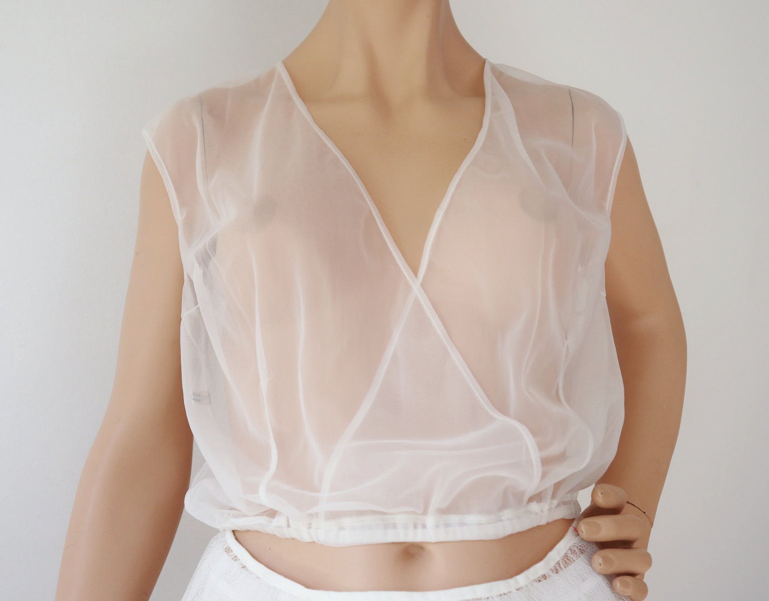 Sheer white blouse cheap