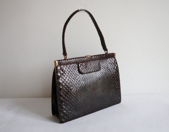 60s Reptile Top Handle Bag // Golden Closure