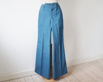 Blue DEADSTOCK 70s Flare Pants // Going // Size XS/S