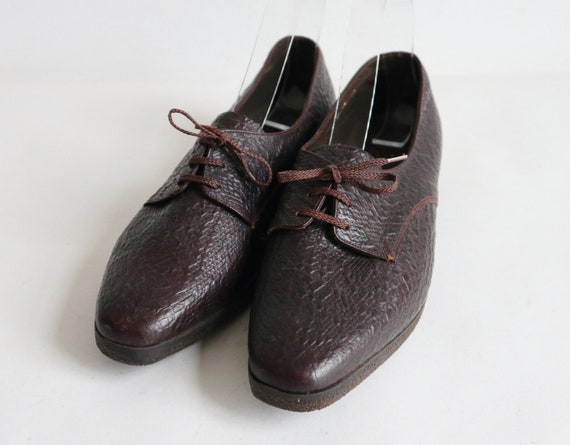 Buy 70s DEADSTOCK Vintage Leather Shoes Reptile Pattern