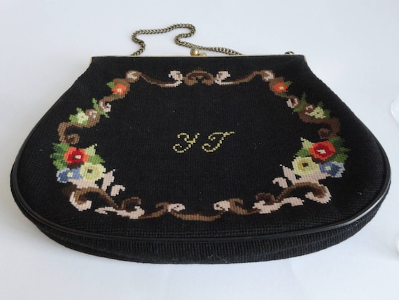 Big Black Gorgeous 50s Hand Embroidered Vintage B… - image 6