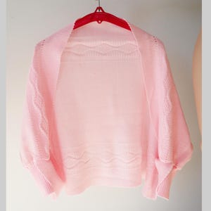 60s Pink Bed Jacket With Sleeve Pattern // One Size