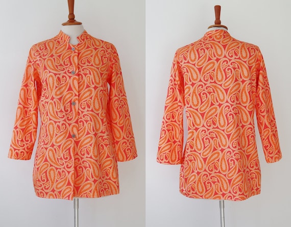 Coral Colored  70s Vintage Top With Orange/Salmon… - image 1