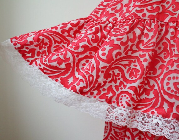 70s Vintage Maxi Dress // Red White Paisley Print… - image 5