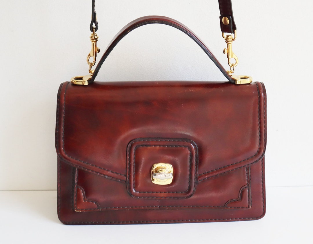 Black Top Handle/shoulder/crossbody Bag // Innocenti & Gennai // Golden