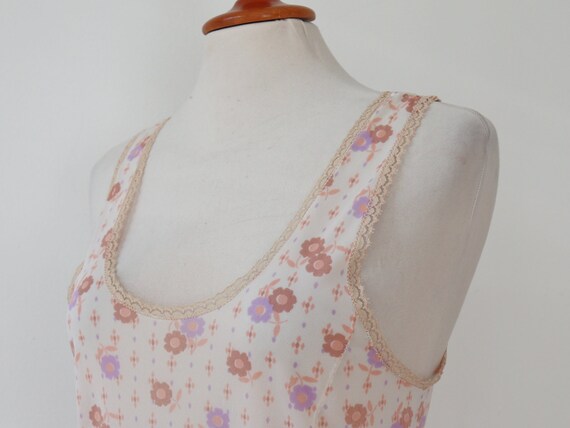 Ivory 60s Slip Dress With Purple Brown Pink Flora… - image 7