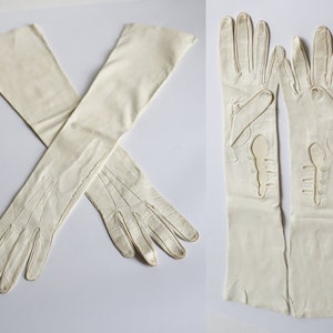 Soft 40s50s Ivory Vtg. Leather Gloves // Size 6/6.5