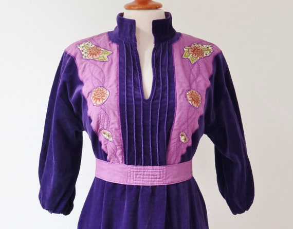 The Mystique ~ precious holy grail rare 70s blue velvet maxi dress