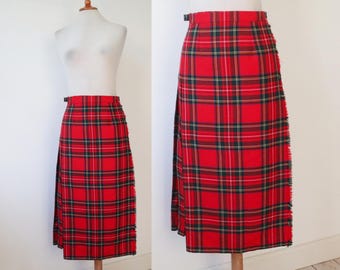 Red Plaid Women Swing Wool Skirt 3796 Red Plaid Women Swing Wool Skirt 3796