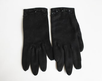 Black Beaded 60s Gloves // One Size
