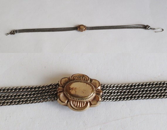 Edwardian Vtg. Pocket Watch Chain // Silver/Gold … - image 1