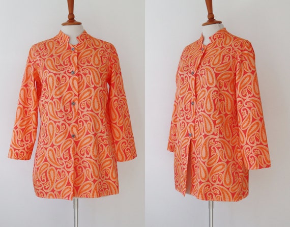 Coral Colored  70s Vintage Top With Orange/Salmon… - image 3