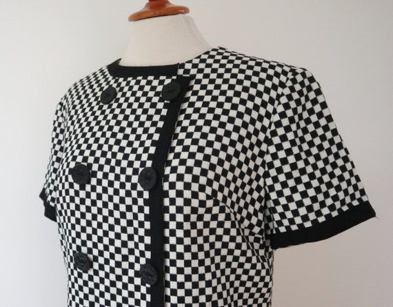 Cool DEADSTOCK 60s MOD Dress In Black White Squar… - image 5