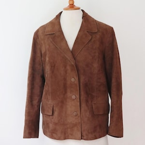 Classic Camel Brown  60s Vtg. Suede Jacket // Womes Jacket With Stitching & Front Pockets  // Size M