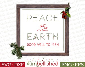 Peace on Earth Christmas SVG DXF Digital Cut Files