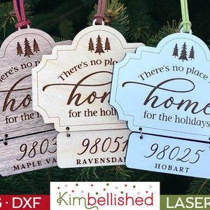 There&#39;s No Place Like Home for the Holidays - Christmas Ornament - SVG DXF Digital Laser Cut Files