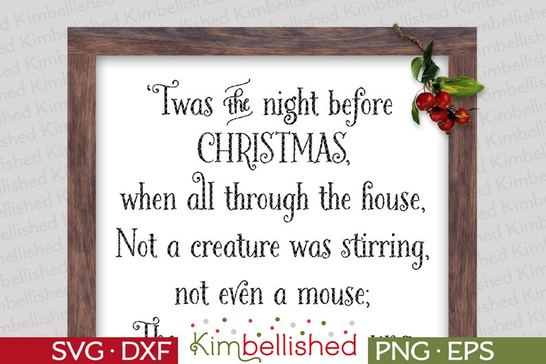Twas the Night Before Christmas SVG DXF Digital Cut Files  Etsy UK