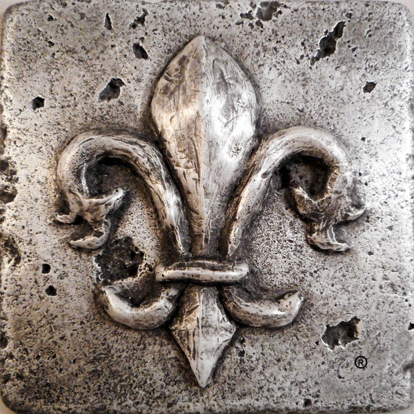 Aluminum 4"X4" Fleur d' Lis Decorative Wall Tile by Metal Tile Arts Manufacturing