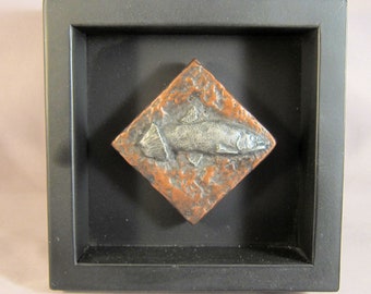 Framed Copper/Aluminum Trout Wall Hanging