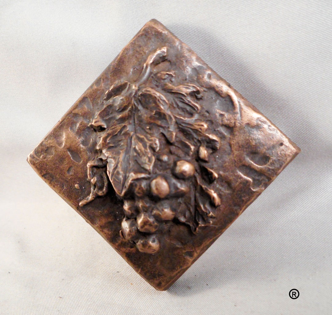 Bronze Grapes Decorative Metal Tile Dot by Metal Tile Arts
