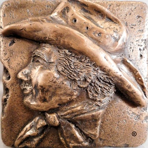 Western Bronze (Cowboy) 4 inch x 4 inch Decorative Metal Wall Tile