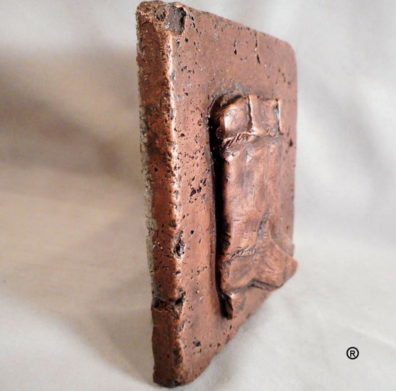 Western Bronze 4/"x4/" Decorative Metal Wall Tile by Metal Tile Arts Manu Cowboy