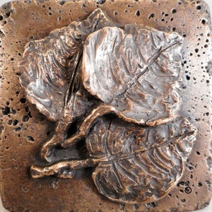 Brons blad nr. 3 van 4 x 4 inch (collectie vallende bladeren)