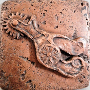 Western Copper (Spur) 4&quot;x4&quot; Decorative Metal Wall Tile