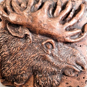 Koperen natuur (eland) decoratieve wandtegel van 4 x 4 inch