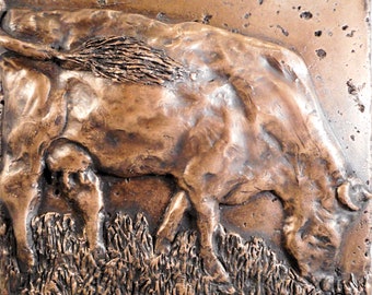 Bronzen 6 "X6" koe decoratieve metalen tegel van Metal Tile Arts Mfg.
