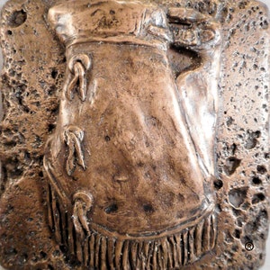 Western Bronze (Chaps) 4 inch x 4 inch Decorative Metal Wall Tile