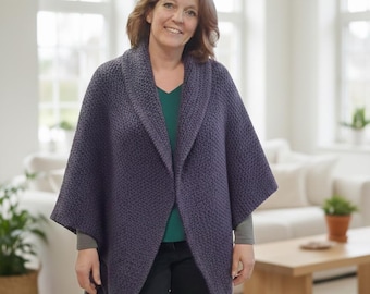 The "Janette" No Sew Waterfall Cardigan Pattern: Foundation Crochet, Moss Stitch (UK Terms)
