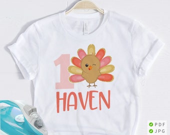 Printable Little Turkey Iron On Transfer, Birthday Iron On, Birthday Shirt, T Shirt Transfers, Party Shirt, Kids Birthday Shirts | 649