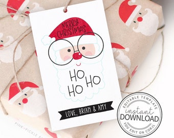 Editable Christmas Gift Tags, Santa Gift Tags, Santa Tags, Printable Christmas Tags, Christmas Gift Tags, Digital Christmas Gift Tags | 746