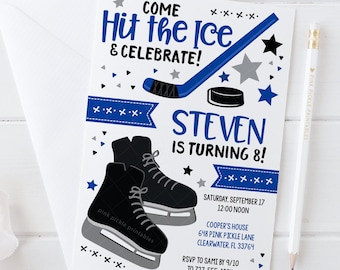 Editable Hockey Invitation, Hockey Birthday Party Invitations, Hockey Birthday, Hockey Party, Hockey Invite, Instant Download Template | 648