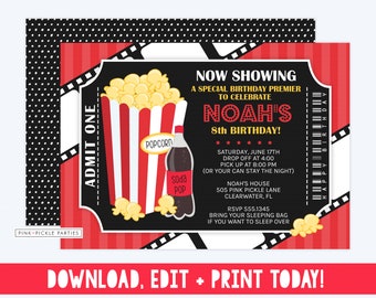 movie invitations etsy
