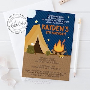 Camping Invitation, Camping Invite, Camping Party Invitation, Camping Birthday, Camping, Camp Invitation, Campout Invitation | 253