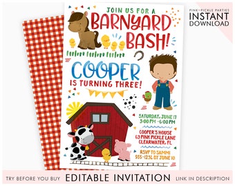 barnyard invitations etsy