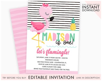 flamingo invitation etsy