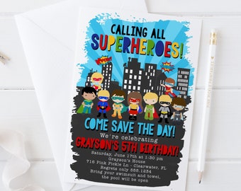 Superhero Invitation, Super Hero Invitation, Superhero Birthday Invitation, Superhero Party, Printable Invitation, Superhero Birthday | 716