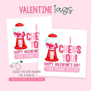 Printable Chews You Valentines Day Tag, Bubble Gum Valentine Exchange ...