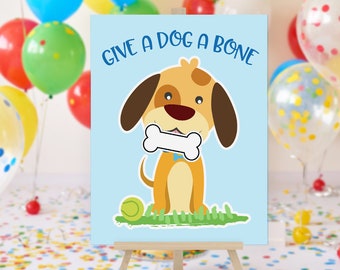 Printable Give a Dog a Bone Game, Pin the Tail on the Puppy Game, Pin the Tail on the Dog, Pin The Tail Game, Dog Party Decorations 721