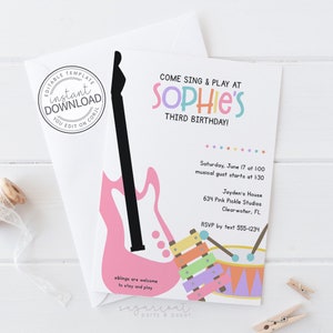 Music Birthday Invitation, Music Invitation, Music Party, Music Birthday Party, Music Theme Party, Birthday Invitation, Music Invite | 634