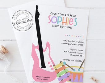 Music Birthday Invitation, Music Invitation, Music Party, Music Birthday Party, Music Theme Party, Birthday Invitation, Music Invite | 634