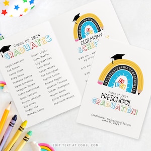 Graduation Program for Preschool, Preschool Graduation Program Template, Kindergarten Graduation Printable, Commencement Ceremony | 794.4