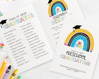 Graduation Program for Preschool, Preschool Graduation Program Template, Kindergarten Graduation Printable, Commencement Ceremony | 794.4