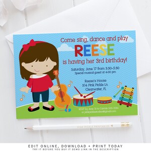 Music Invitation, Music Theme Birthday Invitations, Music Party, Music Birthday Party, Music Theme Party, Music Invite | 314