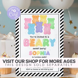 Gummy Bear Invitation, Candy Birthday Invitation, Candy Shop Birthday ...
