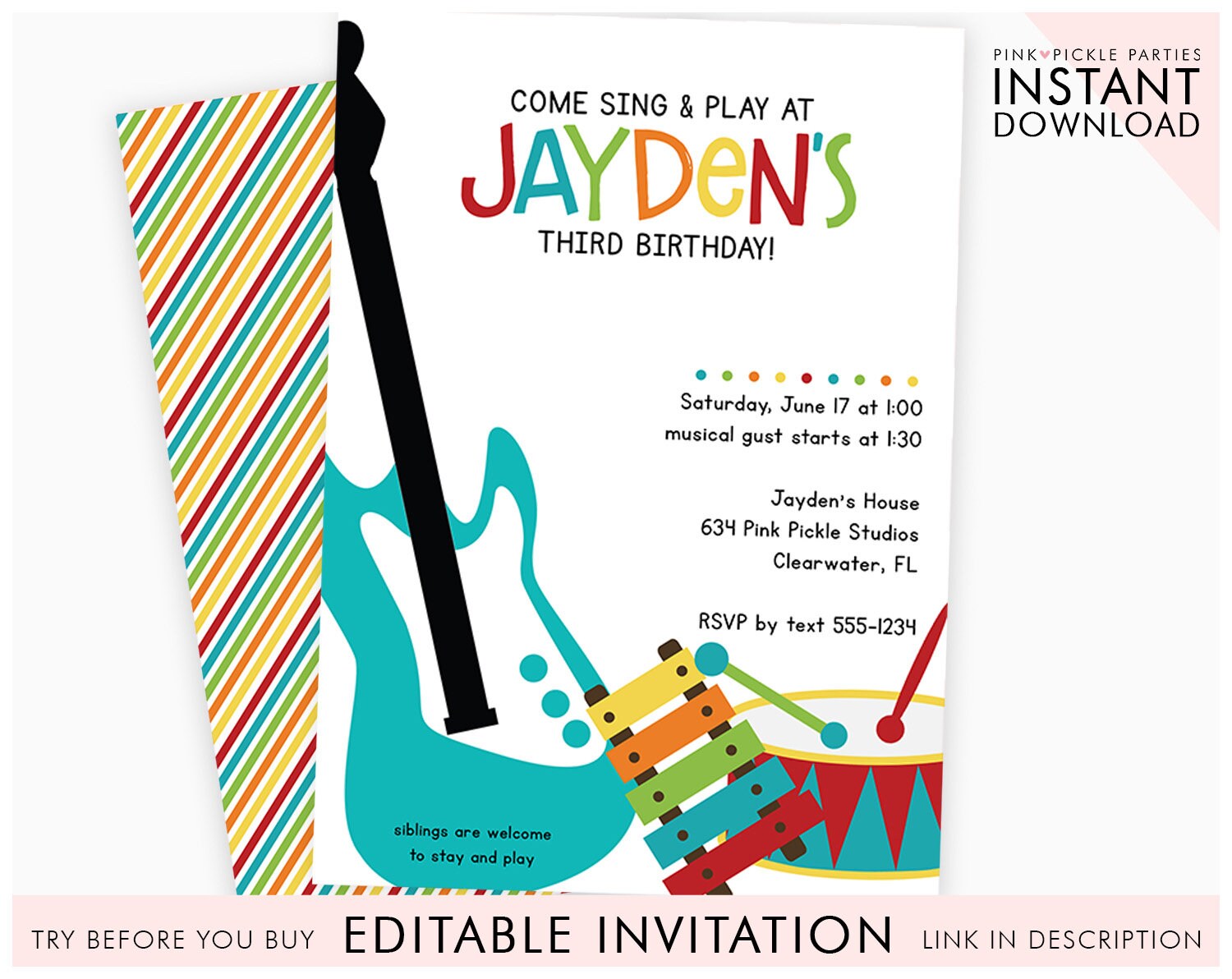 Music Birthday Invitation Music Invitation Music Party Etsy
