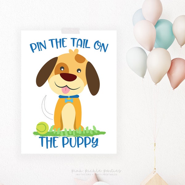 Printable Pin the Tail on the Puppy Game, Pin the Tail on the Dog, Pin The Tail Game, Give a Dog a Bone Game, Dog Party Decorations 721
